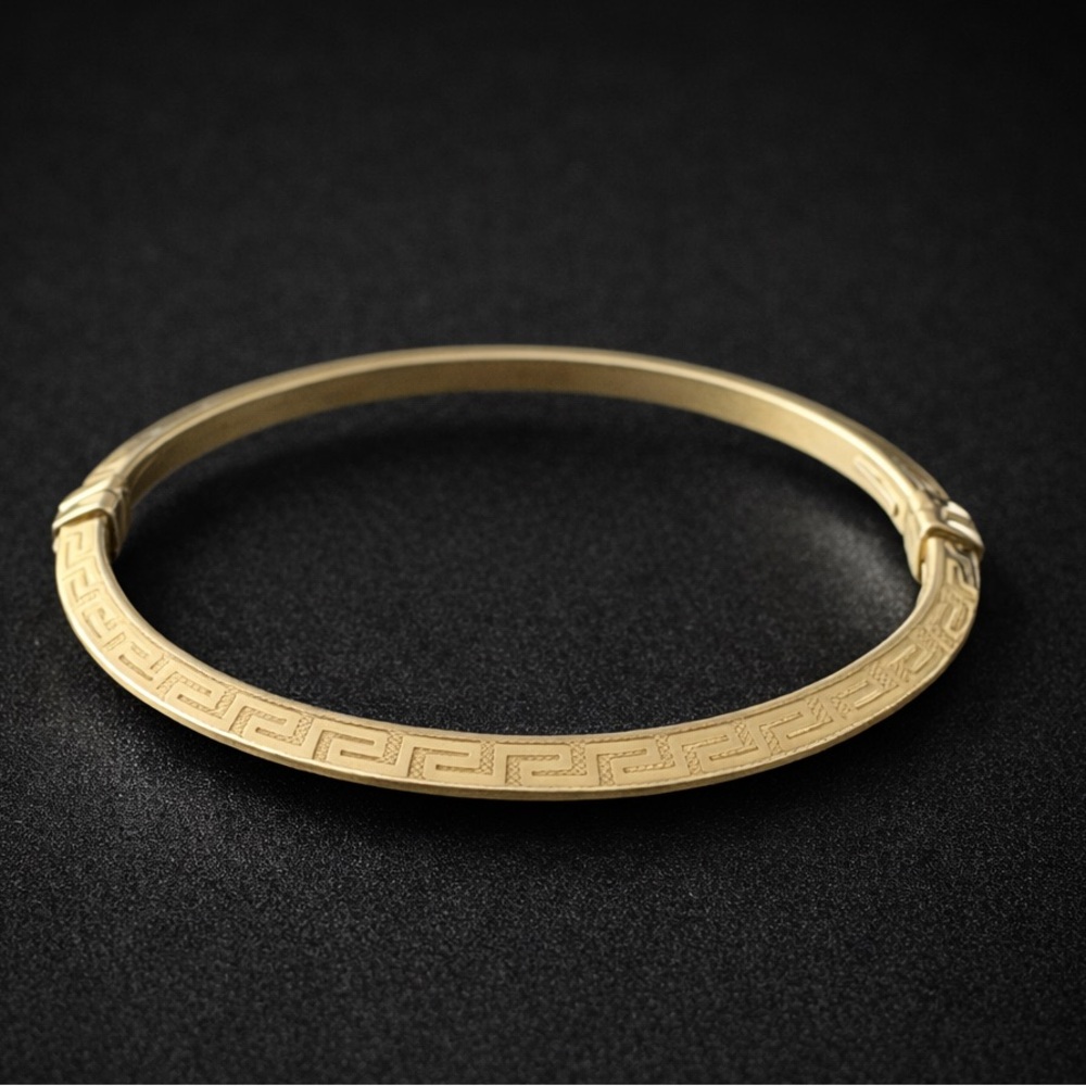 MIA FIORE Gold Plated 925 Sterling Silver Greek Key Dyadema Bangle Bracelet - Picture 2 of 15